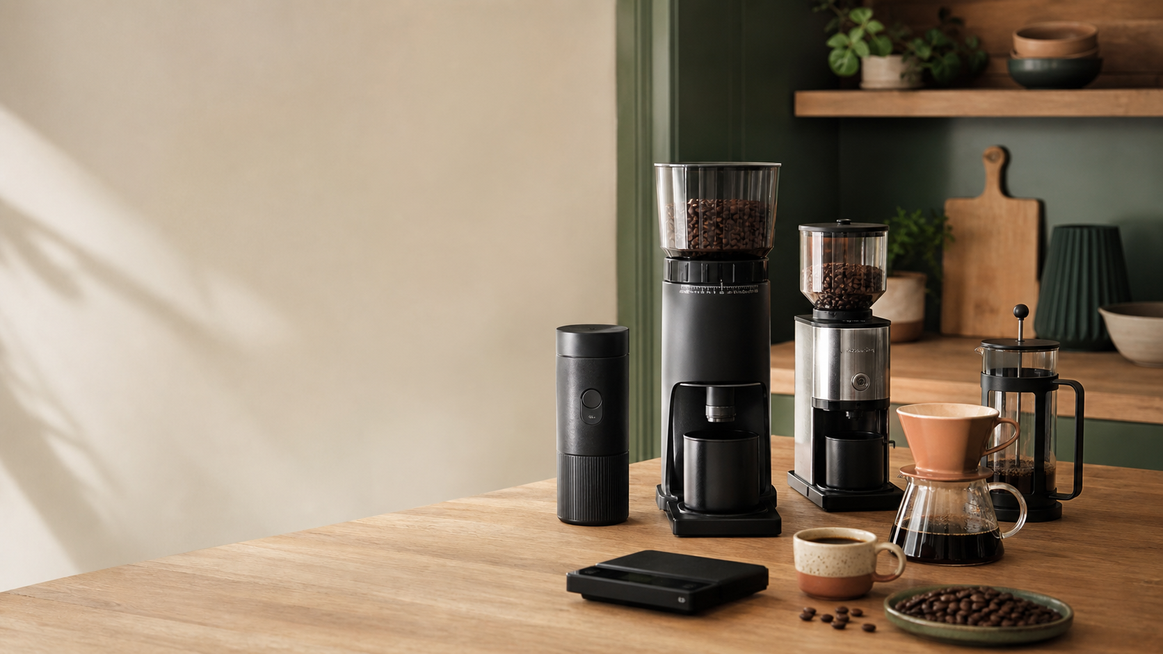 Editorial coffee grinder gift guide still life