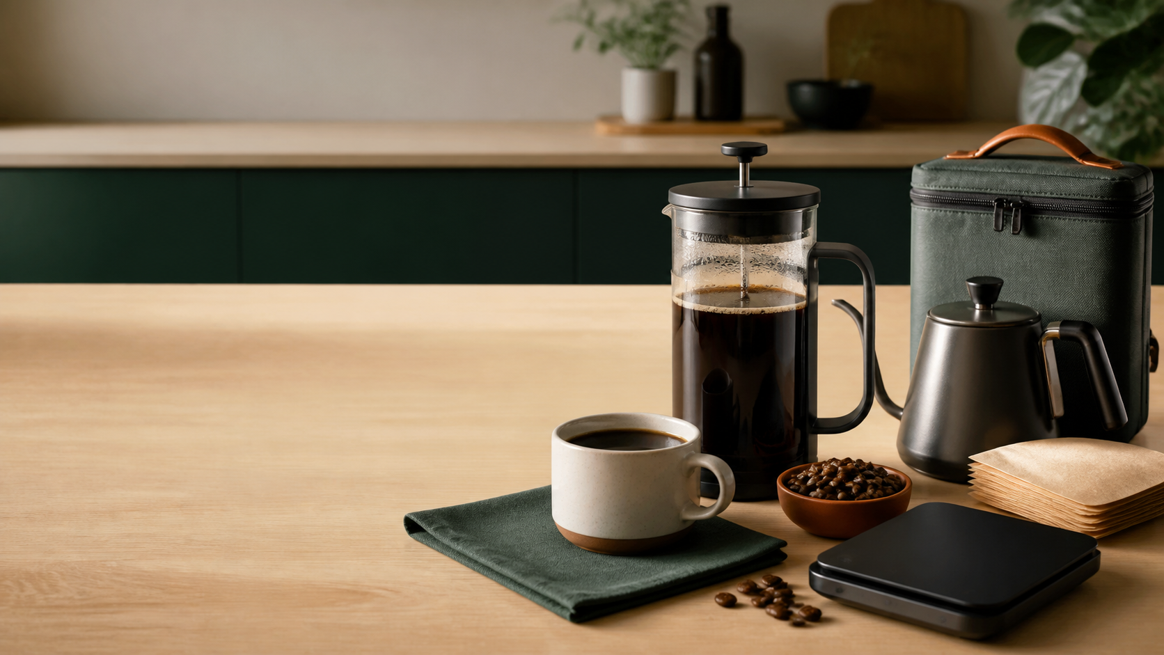 Editorial manual coffee press review still life