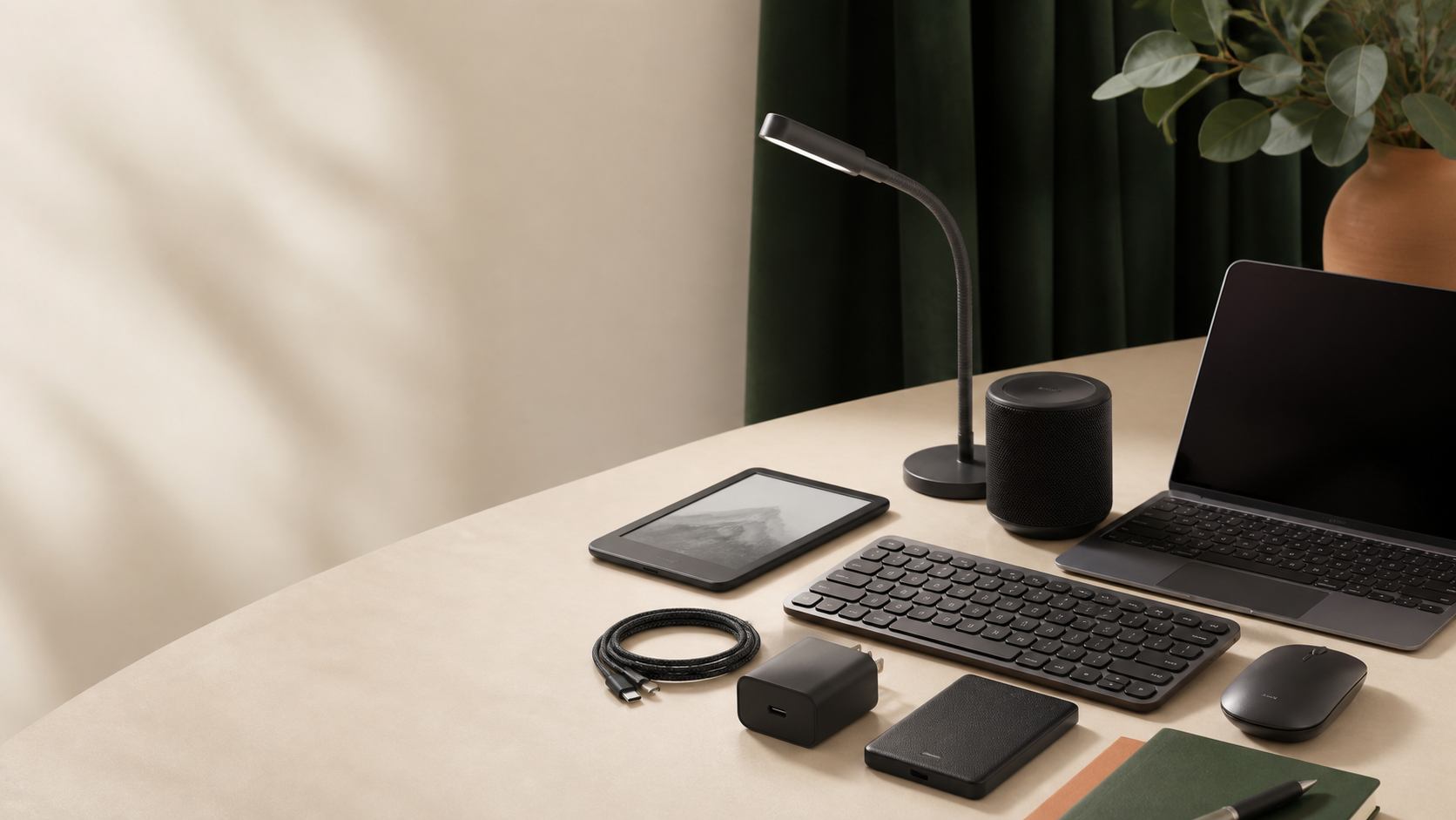 Editorial no-subscription tech gift guide still life